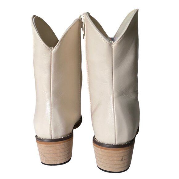 Ankle Bootie Women's Size 35 US 4. 5 Polyurethane Cream Zipper Pointed Toe - Picture 14 of 16